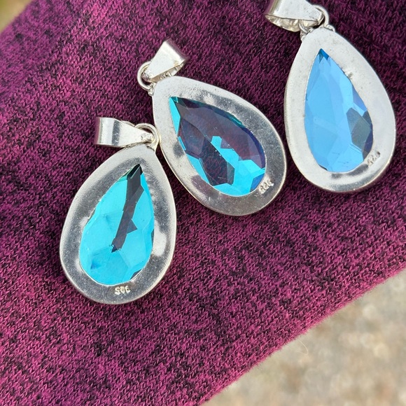 Rainbow aura quartz 925 silver pendant - Picture 4 of 10